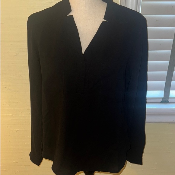 Black Popover Airy Tunic Sheer Lined Blouse - Picture 5 of 8